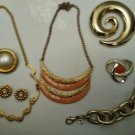 Sarah Cov Motion East Vintage Modern Goldtone Lot necklace bracelet  #82918 8 pc