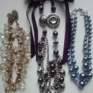 Vintage Modern Ladies Costume Beaded Statement Necklace Lot 3 pc bold bright