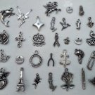 Vintage modern silvertone Charms 31 pc lot fairy angel rose dolphin star pegasus