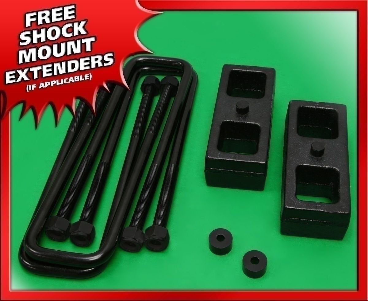 Rear Level Lift 1" Steel Blocks + U-Bolts Kit 94-02 Dodge Ram 2500 3500 2WD