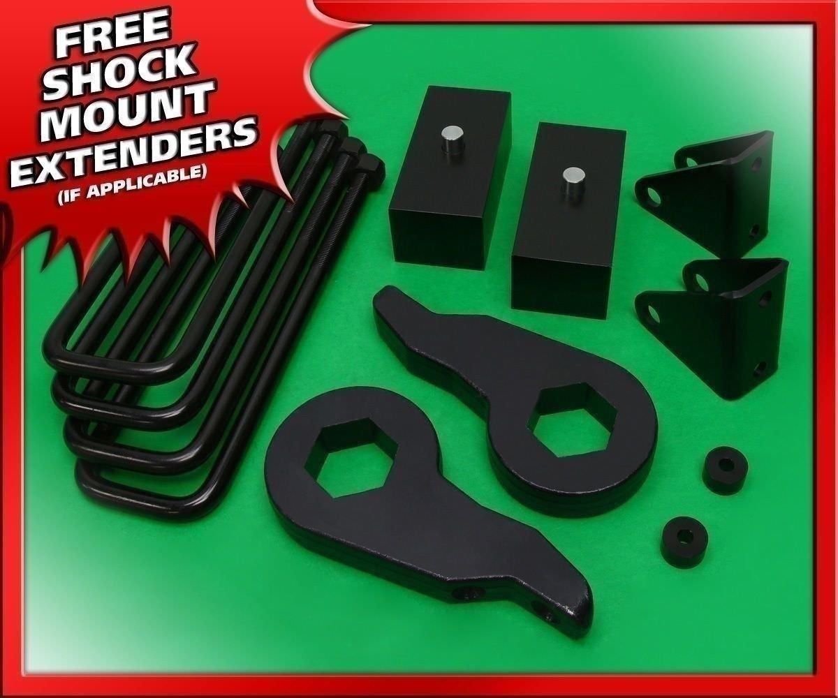88-99 Chevy GMC K2500 K3500 4x4 Adj 1-3" F + 1.5" R Lift Kit w/ Shock Extenders