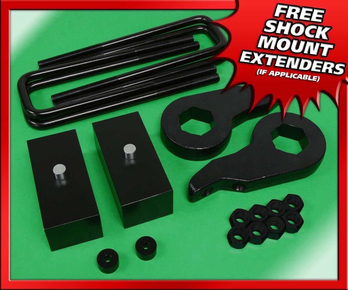 01-06 Chevy Avalanche 2WD 4WD 8-Lug Full 3" Lift Kit Billet Blocks + Steel Keys