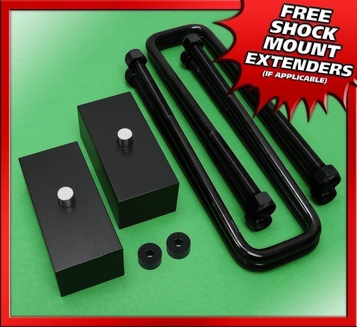 Rear Lift Kit 1.5" Billet Blocks + U-Bolts 1999-2007 Silverado Sierra 1500 6-LUG