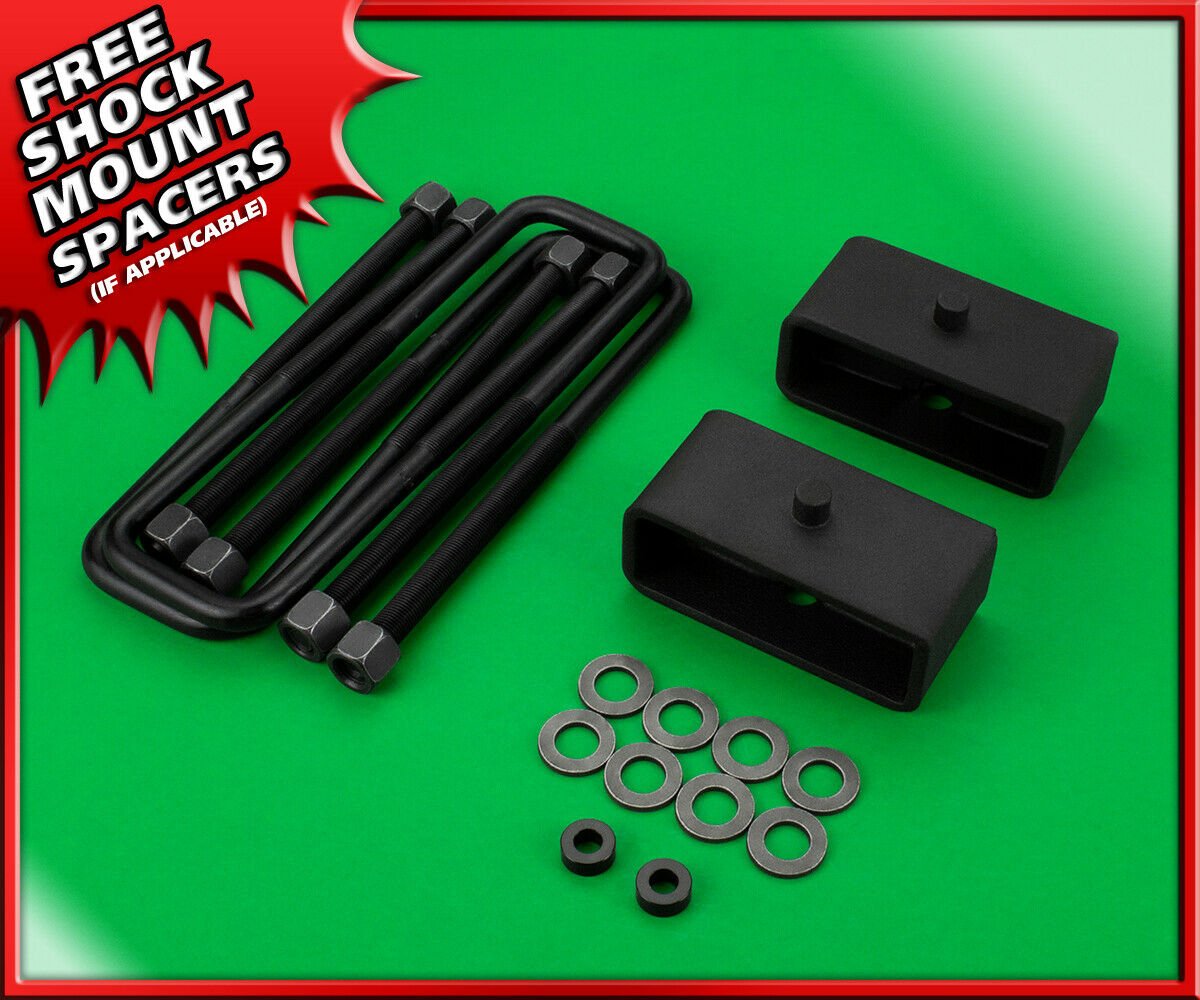Rear Lift Kit 2" Steel Blocks + U-Bolts 1999-2007 Silverado Sierra 1500 6 LUG