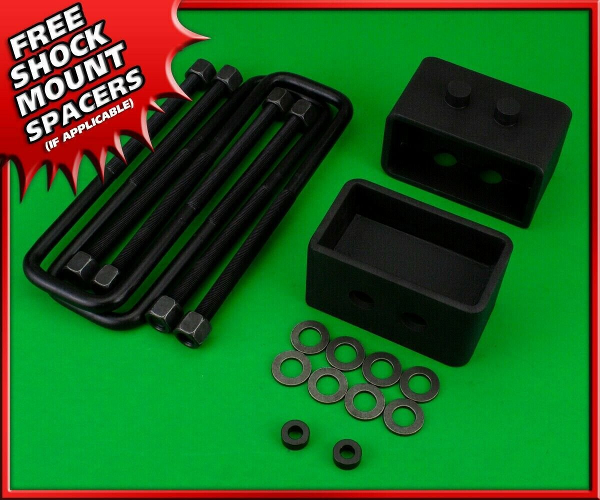Rear Leveling Lift Kit 3" Steel Blocks + U-Bolts 2004-2019 Ford F150 2WD 4WD