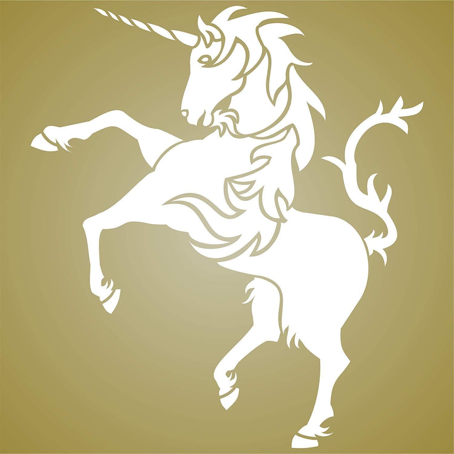Unicorn Stencil 14”w x 16”h Reusable Wall Painting Template Furniture Fabric