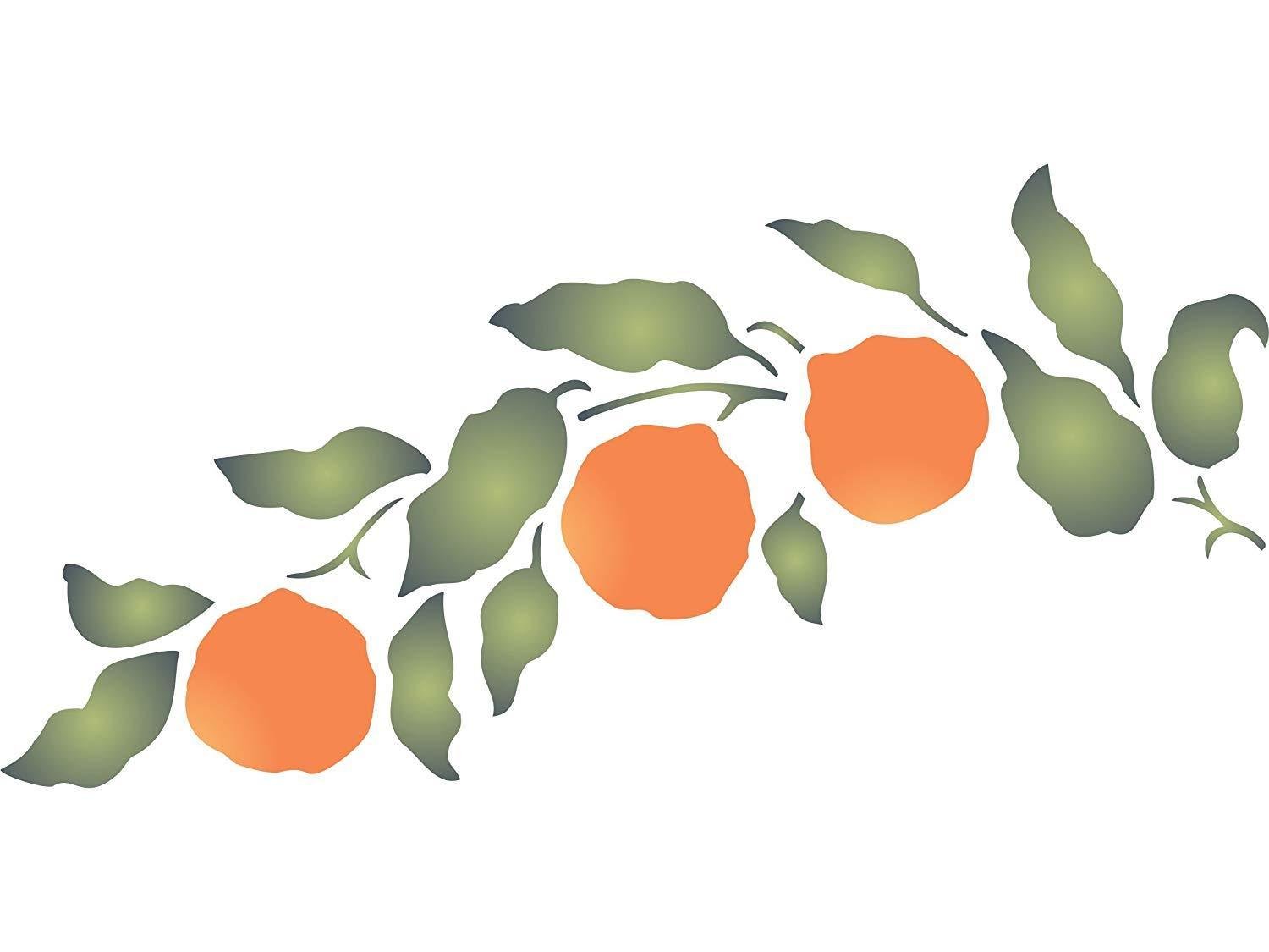 Orange Branch Stencil 12.5”w x 6”h Reusable Wall Painting Fruit Fabric Template