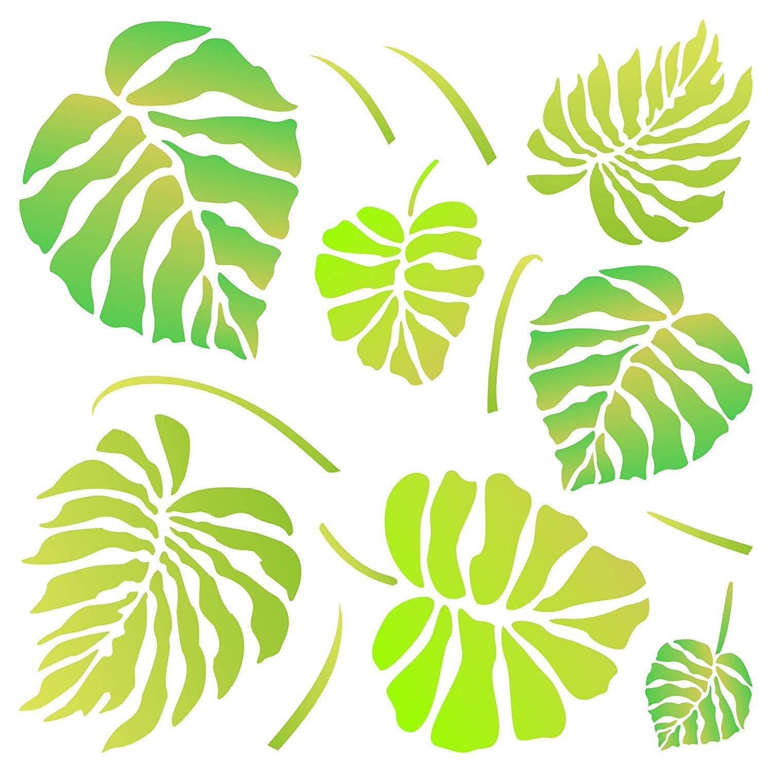 Monstera Leaves Stencil Reusable Tropical Philodendron Wall Painting