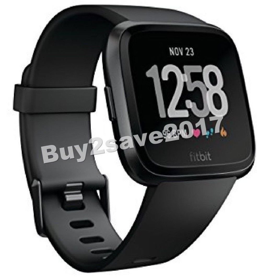 FitBit Versa Tracker/Smart Watch BLACK Small Large Bands  FB504GMBK BRAND NEW