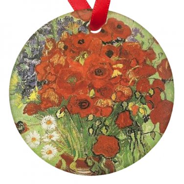 Vincent Van Gogh Art Vase of Poppies Porcelain Ornaments