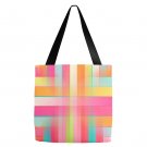 Pink and Yellow Plaid Tote  18 x 18"  Tote Bag