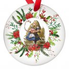 Alice in Wonderland Alice and the Flamingo Single Sided Porcelain Ornaments