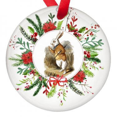 Alice in Wonderland White Rabbit Single Sided Porcelain Ornaments