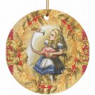 Alice in Wonderland Alica and Flamingo  Single Sided Porcelain Ornaments