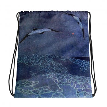 Custom Made Art Deco Seascape  Drawstring bag, Backpack