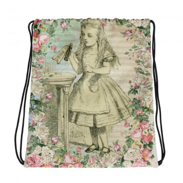 Custom Made Alice in Wonderland Drawstring bag, Backpack
