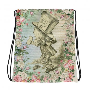 Custom Made Alice in Wonderland Drawstring bag, Backpack