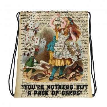 Custom Made Alice in Wonderland Drawstring bag, Backpack