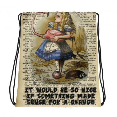 Custom Made Alice in Wonderland Drawstring bag, Backpack