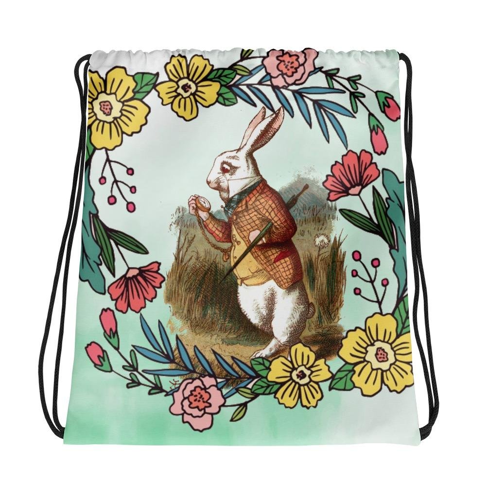 Custom Made Alice in Wonderland Drawstring bag, Backpack