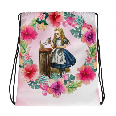 Custom Made Alice in Wonderland Drawstring bag, Backpack