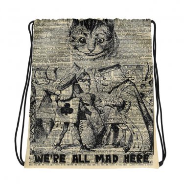 Custom Made Alice in Wonderland Drawstring bag, Backpack
