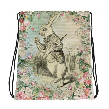 Custom Made Alice in Wonderland Drawstring bag, Backpack