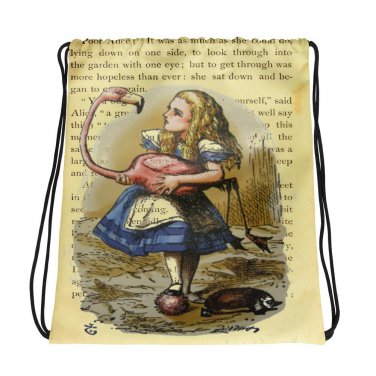 Custom Made Alice in Wonderland Drawstring bag, Backpack