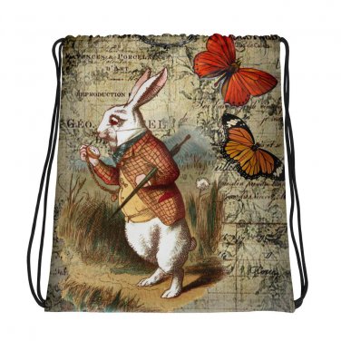 Custom Made Alice in Wonderland Drawstring bag, Backpack