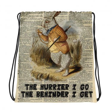 Custom Made Alice in Wonderland Drawstring bag, Backpack