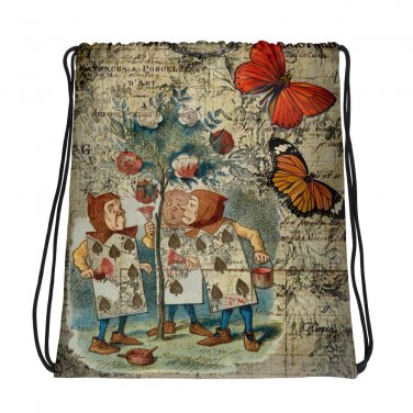 Custom Made Alice in Wonderland Drawstring bag, Backpack
