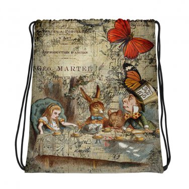 Custom Made Alice in Wonderland Drawstring bag, Backpack
