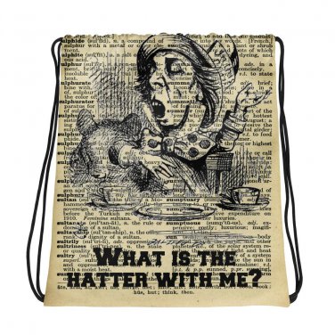 Custom Made Alice in Wonderland Drawstring bag, Backpack