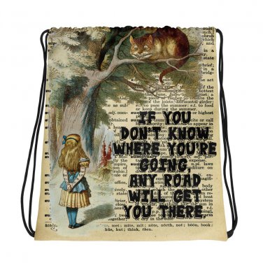 Custom Made Alice in Wonderland Drawstring bag, Backpack