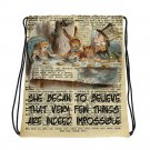 Custom Made Alice in Wonderland Drawstring bag, Backpack