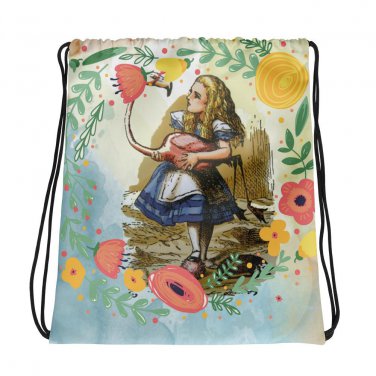 Custom Made Alice in Wonderland Drawstring bag, Backpack