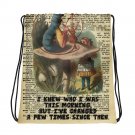 Custom Made Alice in Wonderland Drawstring bag, Backpack