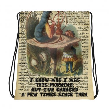 Custom Made Alice in Wonderland Drawstring bag, Backpack