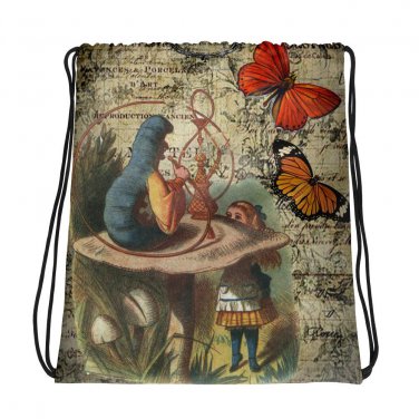 Custom Made Alice in Wonderland Drawstring bag, Backpack
