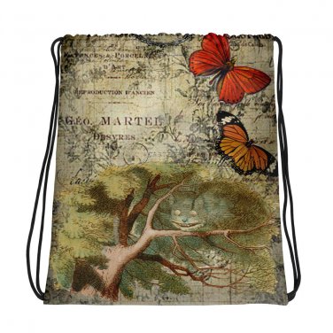 Custom Made Alice in Wonderland Drawstring bag, Backpack