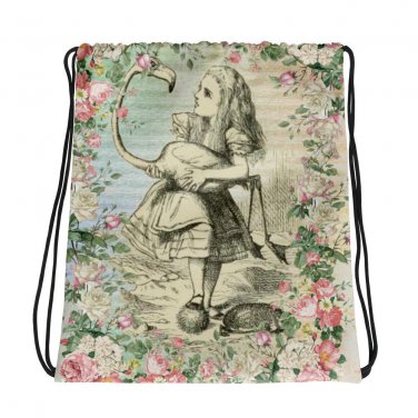 Custom Made Alice in Wonderland Drawstring bag, Backpack