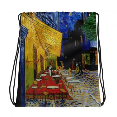 Custom Made Vincent Van Gogh Cafe Drawstring bag, Backpack
