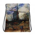Custom Made Vincent Van Gogh Windmill Drawstring bag, Backpack