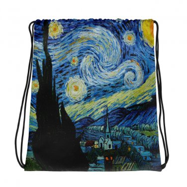 Custom Made Vincent Van Gogh Starry Night Drawstring bag, Backpack