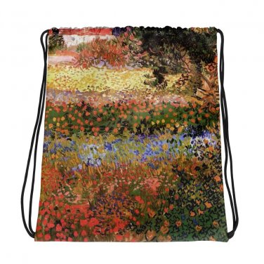 Custom Made Vincent Van Gogh Field Drawstring bag, Backpack