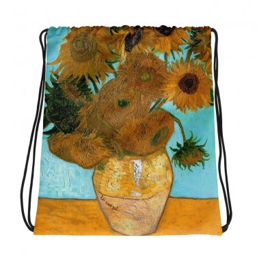 Custom Made Vincent Van Gogh Sunflowers Drawstring bag, Backpack