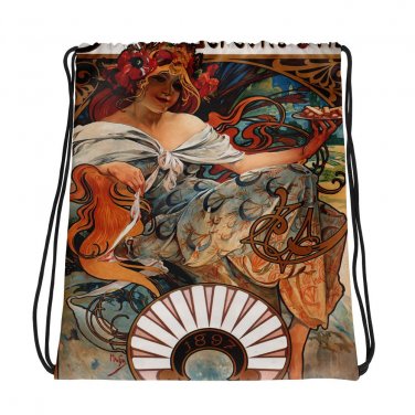 Custom Made  Alphonse Mucha Art  Drawstring bag, Backpack