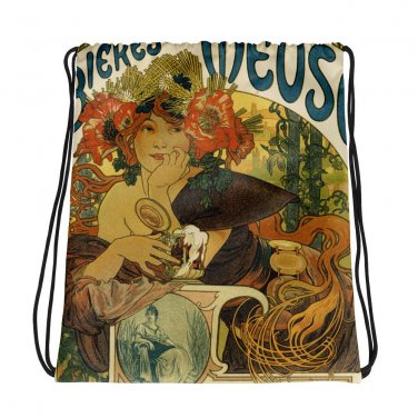 Custom Made  Alphonse Mucha Art  Drawstring bag, Backpack