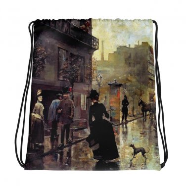 Custom Made  Vintage Art Drawstring bag, Backpack
