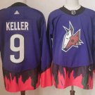 Men's & Adult Arizona Coyotes #9 Clayton Keller Purple Reverse Retro Alternate Hockey Jersey